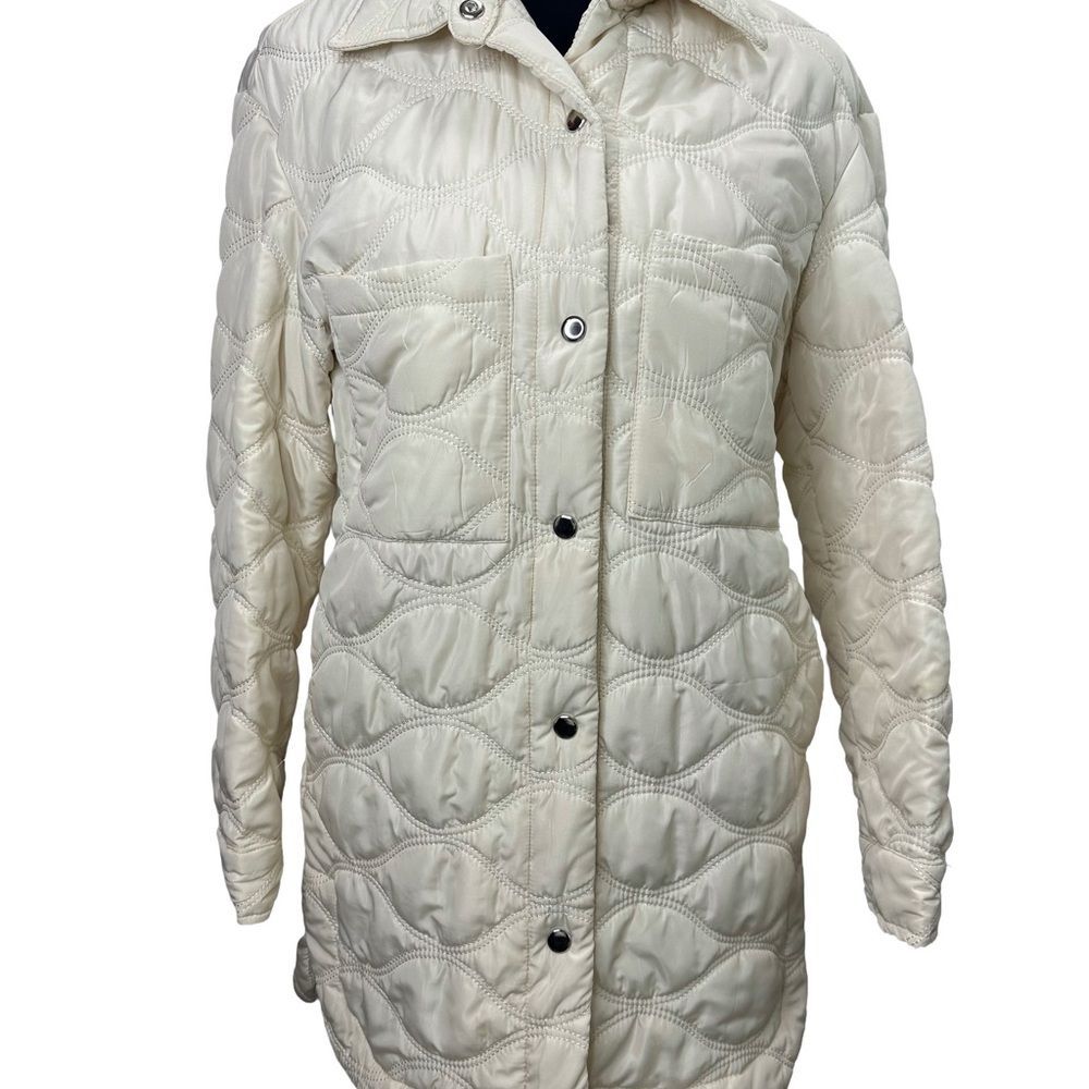Vigoss Cream Quilted Puffer Jacket 3/4 length size L